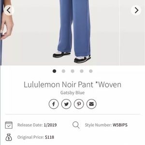 Lululemon Noir Pant *woven* Gatsby Blue Size 2